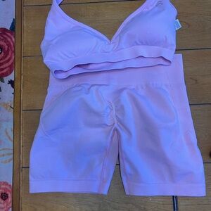 Oner Active Lilac Seamless Sports Bra & High-Waist Shorts Set